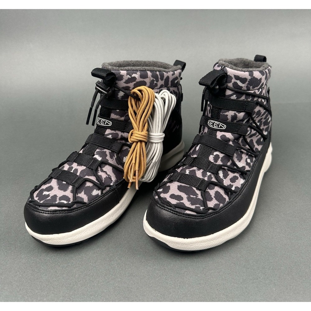 KEEN Terradora II Ankle Boots Womens 7 Grey Leopard Waterproof Insulated 1025492